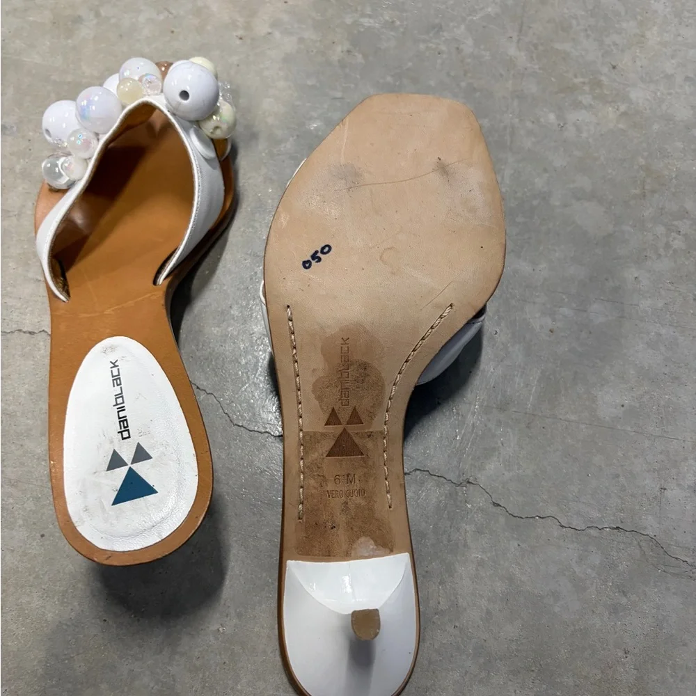 Gianvito Rossi White Beaded Slide Sandals